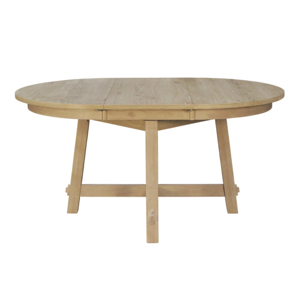 Ivy Round to Oval Rubberwood Dining Table with Leaf Seats Six Scandinavian Style
