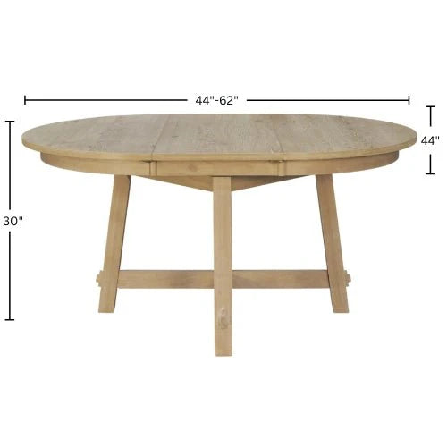 Ivy Round to Oval Rubberwood Dining Table with Leaf Seats Six Scandinavian Style