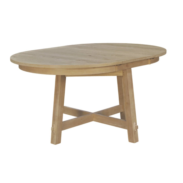 Ivy Round to Oval Rubberwood Dining Table with Leaf Seats Six Scandinavian Style