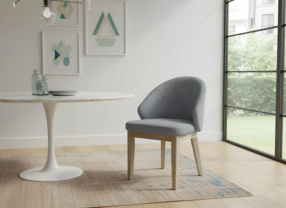 Alpine Furniture Ivy Upholstered Dining Chairs Set of 2 Rubberwood Base Scandinavian Style Padded Seat 4462-02