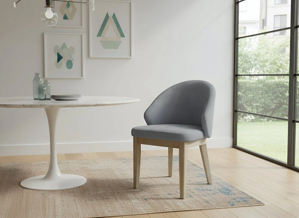 Alpine Furniture Ivy Upholstered Dining Chairs Set of 2 Rubberwood Base Scandinavian Style Padded Seat 4462-02