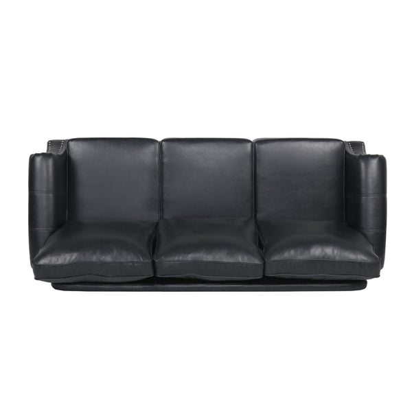 English Elm 3 Seater Pu Leather Sofa with Nailhead Trim Tapered Birch Legs for Modern Living 71405.00PUMDNT