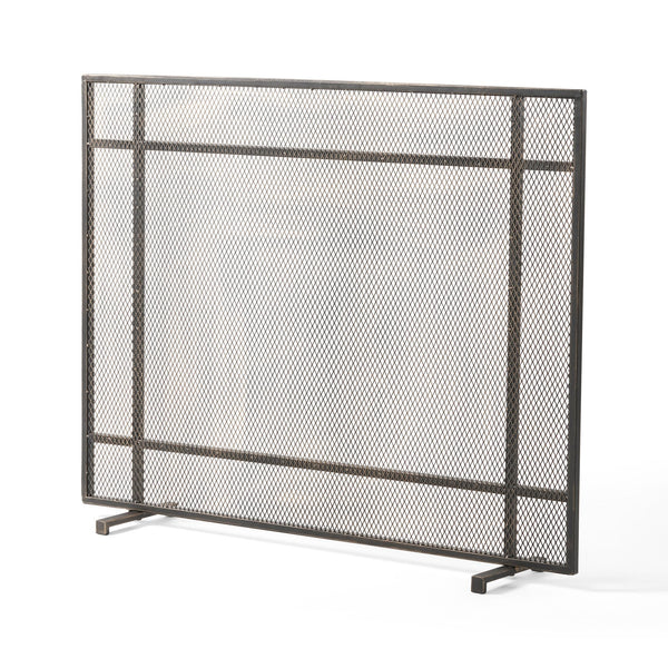 English Elm Christopher Knight Home® - FIRE Screen Black & Gold Iron Fireplace Guard — Decorative Mesh Safety Shield 42.75x33.25x3 in 65183.00BBGLD