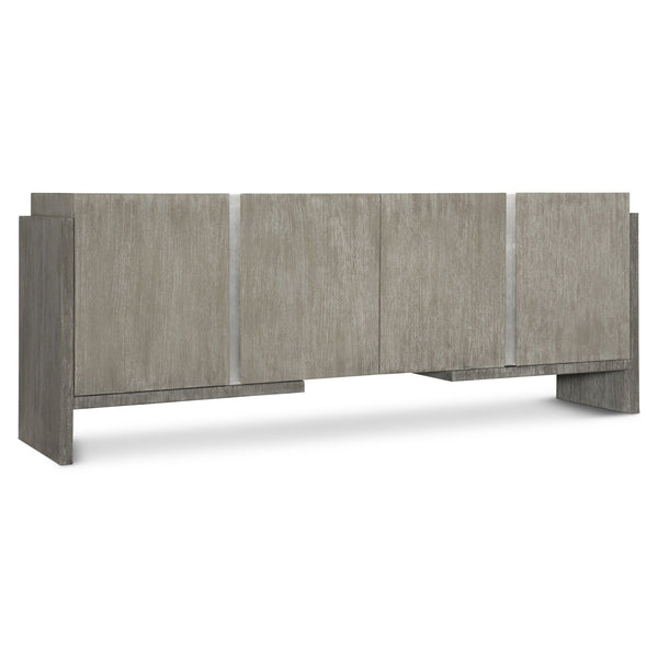 Bernhardt Bernhardt Modern-Rustic Foundations 4-Door Buffet — Two-Tone Light/Dark Shale, Ventilated Media Storage, Heirloom Craftsmanship 306131