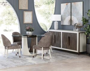 A.R.T. Furniture Blanc Dining Table - Contemporary Elegance In Alabaster & Burnished Bronze, Seats 10, Extends 73" To 101" White Parawood Solids,Resin,Metal,Glass 289225-1040