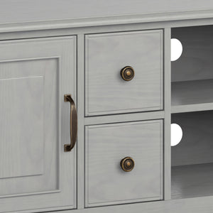 English Elm Connaught 72" Wide TV Stand with Cord Management, Solid Wood Chestnut Finish, Storage for TVs up to 80" Gray B136P158545