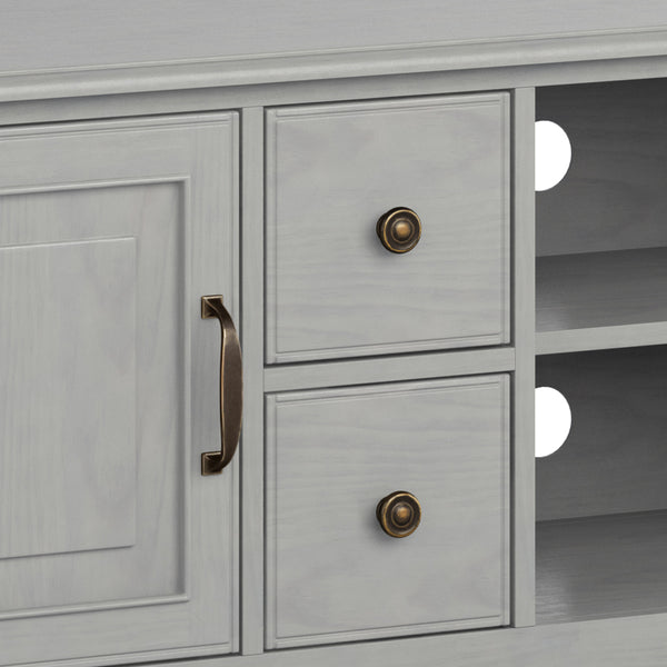 English Elm Connaught 72" Wide TV Stand with Cord Management, Solid Wood Chestnut Finish, Storage for TVs up to 80" Gray B136P158545