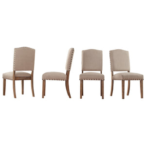 Homelegance By Top-Line Nicklaus Nailhead Linen Upholstered Dining Chairs (Set of 2) Light Natural Rubberwood