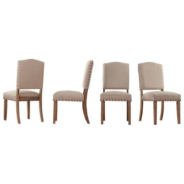Homelegance By Top-Line Nicklaus Nailhead Linen Upholstered Dining Chairs (Set of 2) Light Natural Rubberwood
