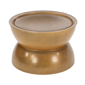 English Elm Christopher Knight Home® - METAL Hourglass Coffee Table with Brushed Antique Brown Finish, Hammered Iron Texture, Durable Edge Trim Gold 72227.00GLDBRSANT