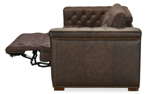 Hooker Furniture Savion Luxe Chesterfield 3-Seat Leather Sofa With Power Recliners, Headrests & Copper Nail Trim 43.00 L x 89.50W x 28.75H SS435-RLPPH-089