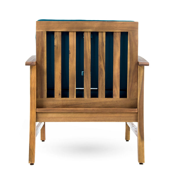 English Elm Perla Solid Acacia Outdoor Club Chair Slatted Hardwood Frame Resort Patio Seat 61442.00BLU