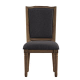 Homelegance By Top-Line Mayer Ornate Linen and Wood Dining Chairs (Set of 2) Dark Grey Rubberwood