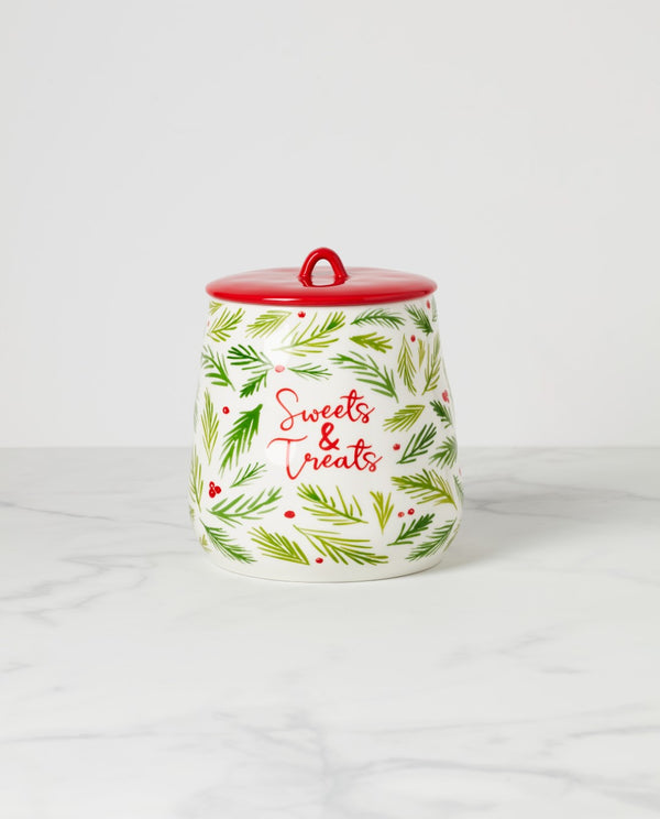 Lenox Bayberry Cookie Jar Red & Green, IVORY PORCELAIN 895260