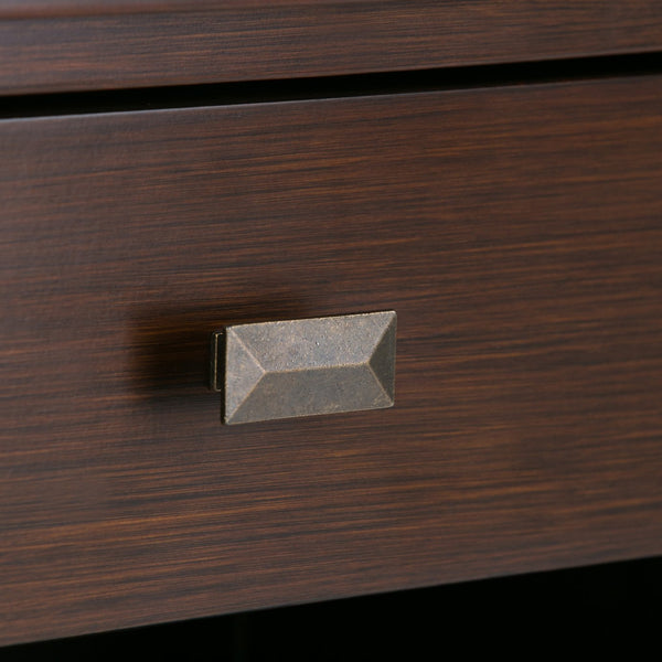 English Elm Artisan Russet Brown Bedside Table - Handcrafted Solid Wood, Drawer & Shelf, Transitional Design B136P159475
