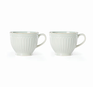 Lenox French Perle Groove 2-Piece Latte Mug Set Blue, LT BLUE STONEWARE 892449