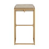 Homelegance By Top-Line Piper Gold Finish Velvet Button Tufted 29" Bar Height Stools (Set of 2) Beige Engineered Wood