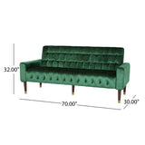 Christopher Knight Home® - Noble House - Hertford Tufted Velvet Sofa with Gold Tipped Tapered Legs