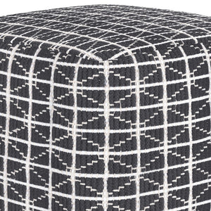 English Elm Noreen Square Pouf Ottoman — Handcrafted Cotton Woven Pattern, Supportive Dense Bead Filling, 18" Dark Gray B136P159331