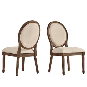 Homelegance By Top-Line Mayer Round Linen and Wood Dining Chairs (Set of 2) Beige Rubberwood