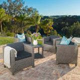 Christopher Knight Home® - Noble House - Puerta Outdoor Mixed Black Club Chairs with Dark Grey Water Resistant Cushions - Set of 4