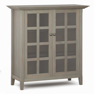 English Elm Acadian Medium Storage Cabinet - Distressed Grey, Solid Wood, Adjustable Shelves & Elegant Design B136P158279