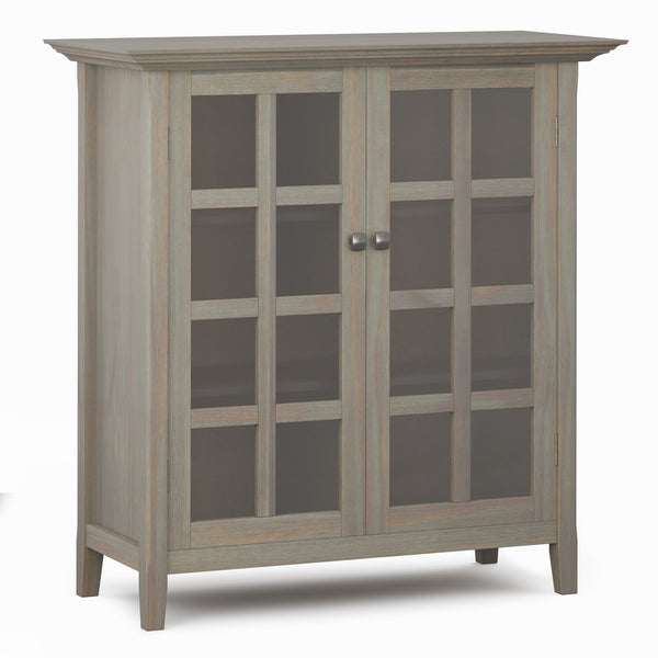 English Elm Acadian Medium Storage Cabinet - Distressed Grey, Solid Wood, Adjustable Shelves & Elegant Design B136P158279