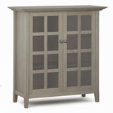Hearth and Haven Medium Storage Cabinet with Tempered Glass Doors and 2 Adjustable Shelves B136P158279 Distressed Grey