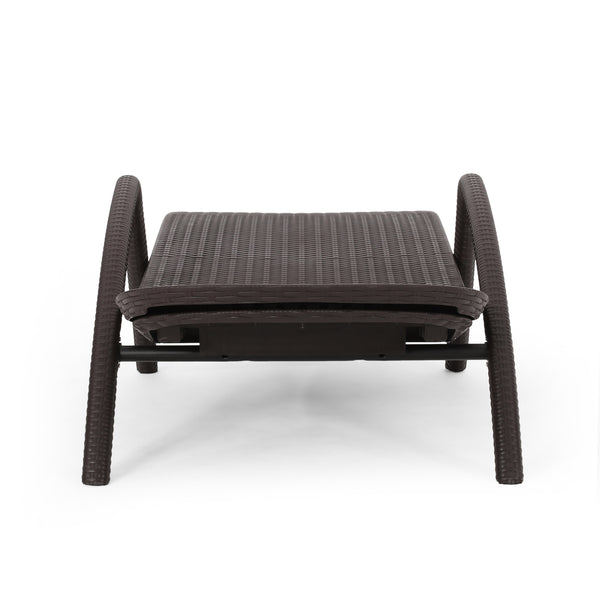 English Elm Christopher Knight Home® - MIKAEL Chaise Lounge Dark Brown Polypropylene 3D Wicker Weather-Resistant Handcrafted Outdoor Seating 68020.00DBRN