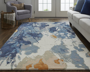 Feizy Rugs Dafney Hand-tufted Floral & Botanical Rug - Whimsical Watercolor Design In Vivid Colors For Elegance Blue Viscose,Wool Dfy8871fblu000h00