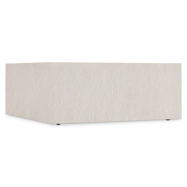 Bernhardt Bernhardt Solaria Square Cocktail Table—44" Weathered Bone Chiseled Cast-Resin Frame, Wood Inset Top And Hidden Casters 310023