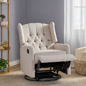 English Elm Christopher Knight Home® - Classic Linen Recliner Chair with 360° Swivel and Manual Recline, Durable Frame, Cozy Upholstery Beige 66842.00BGE