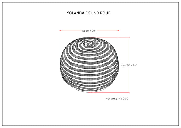 English Elm Yolanda Handcrafted Round Pouf in Natural Beige – Cotton & Jute Woven Accent Ottoman, 20" D x 14" H B136P159336