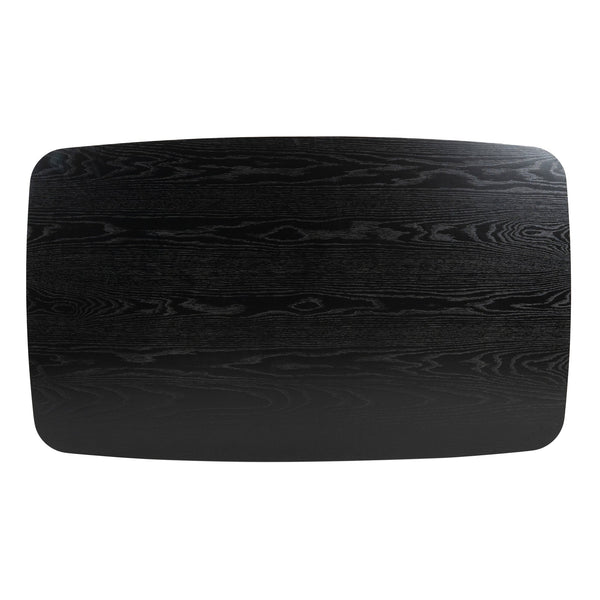 English Elm Christopher Knight Home® - DINING Mid-Century Solid Wood & Faux Wood Top Table with Rubberwood Legs, Sleek Rounded Edge Design Black 58907.00BLK