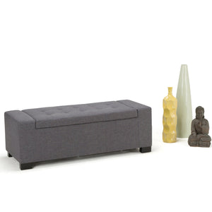 English Elm Laredo Large Storage Ottoman – Stylish Slate Grey Bench With Ample Storage & Comfortable Seating B136P159046