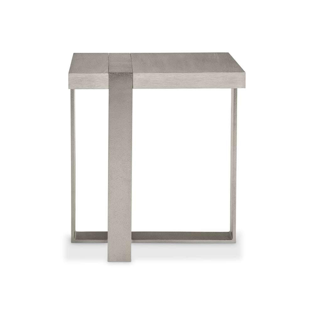 Bernhardt Bernhardt Tempo Side Table With Wire-Brushed Oak Top & Satin Nickel Sculptural Metal Base, 24" H 346126