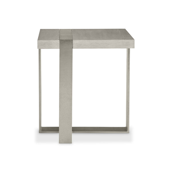 Bernhardt Bernhardt Tempo Side Table With Wire-Brushed Oak Top & Satin Nickel Sculptural Metal Base, 24" H 346126