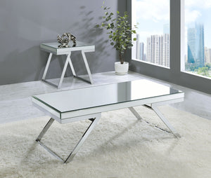 English Elm Steve Silver - Alfresco Modern Mirrored Coffee Table In Silver - Stylish Low-Profile Design For Any Living Space B081P160100-GIGA