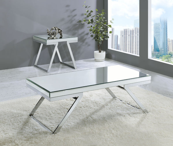 English Elm Steve Silver - Alfresco Modern Mirrored Coffee Table In Silver - Stylish Low-Profile Design For Any Living Space B081P160100-GIGA