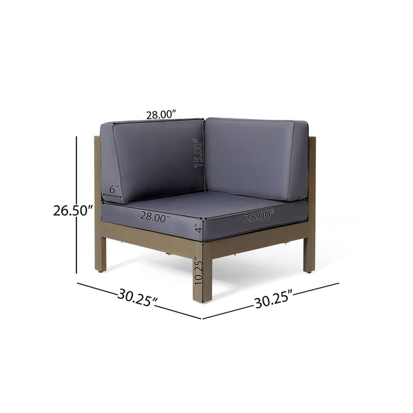 English Elm Brava Acacia Wood Outdoor Modular Sofa Set Mid-century Slatted Cross-back Patio Seating 57967-8-64489DGY-64496GRY