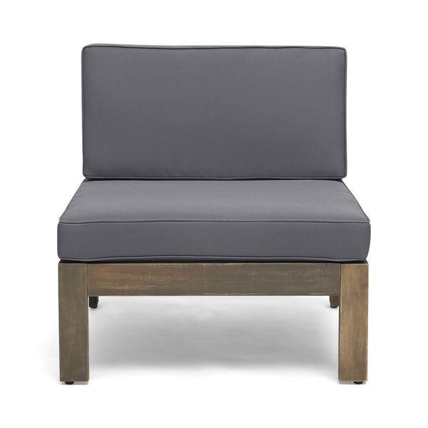 English Elm Alcove Acacia Hardwood Outdoor Sectional Set with Ottoman and Coffee Table 63714.00GDGRY