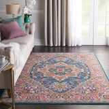 Nourison Passion PSN20 Machine Made Power-loomed Floral Border Indoor Only Bohemian  Rug Teal Multicolor, Teal Multicolor 100% Polypropylene 99446486547