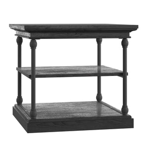 Homelegance By Top-Line Miranda Cornice Accent Storage Side Table Black Engineered Wood