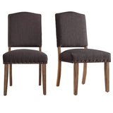 Homelegance By Top-Line Nicklaus Nailhead Linen Upholstered Dining Chairs (Set of 2) Light Natural Rubberwood