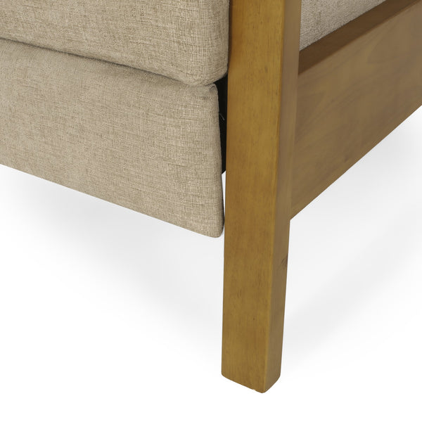 English Elm Christopher Knight Home® - Fabric Sand Push-Back Recliner Chair with Channel Stitching, Rubberwood Frame, Compact Comfort Lounge — Ergonomic Manual Club Seat (Sand) 71261.00SND