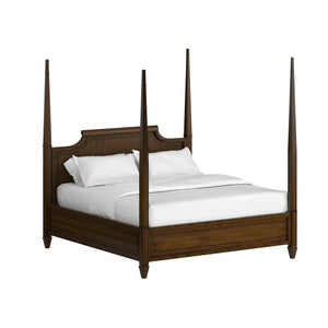 A.R.T. Furniture Eave Traditional Four Poster Bed With Elegant Scroll Back Headboard For Timeless Bedroom Style Brown Material(S), Poplar And Parawood Solids,Walnut Veneer 336136-1860