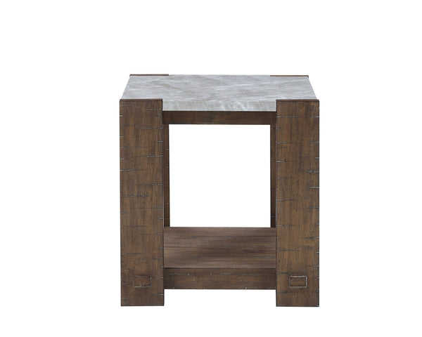 English Elm Steve Silver - Libby Sintered Stone End Table - Modern Rustic Design With Durable Wood & Stone Inlays, 30.25" L B081P157703-GIGA