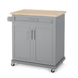 Christopher Knight Home® - Noble House - Batavia Contemporary Kitchen Cart with Wheels