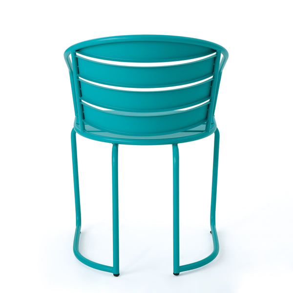 English Elm Santa Monica Outdoor Bistro Set Powder Coated Iron Oval Table Two Slat Chairs Patio 62015.00T