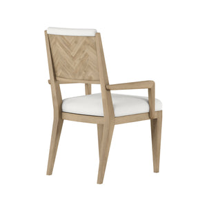 A.R.T. Furniture Garrison Arm Chair - Casual Contemporary Design With Cream Chenille & Herringbone Pattern Backrest White, Brown Parawood Solids With Ash Embossing,White Oak Veneers,Foam,Fabric 322205-1302